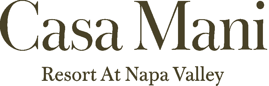 A logo reading &ldquo;Casa Mani&rdquo; with the subtitle &ldquo;Resort At Napa Valley&rdquo; in an elegant serif font.